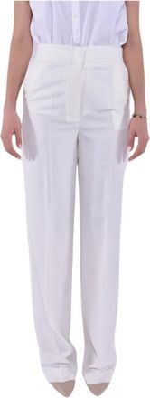 MVP Wardrobe Broeken, Dames, Wit, S, Wol, Hoge taille rechte pijp broek