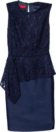 Carolina Herrera Navy Blue Lace Sleeveless Peplum Dress