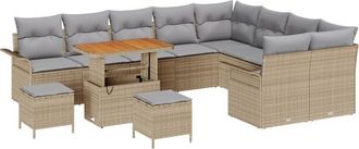 vidaXL Vidaxl - Garden Sofa Set Height-Adjustable 12 pcs Beige Poly Rattan