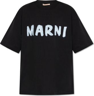Marni T-shirt met gedrukt logo - Dames - T-shirts - Zwart - 3XS - Katoen - Tops