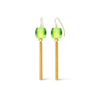 Gold & Honey Womens Tassel Bead Drop Earrings In Green Marble