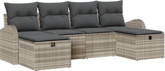 vidaXL Garden Sofa Set 6 pcs Light grey 234 x 117 x 85 cm Poly rattan Vidaxl