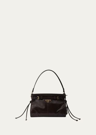 Prada Bonnie Glossy Leather Top-Handle Bag