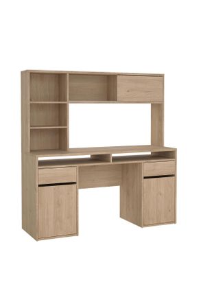 MID.YOU Mid.you Schreibtisch, Eichefarben, Holzwerkstoff, Holzoptik, 2 Schubladen, rechteckig, Wange, 48.2x156.2x149 cm, Stauraum, Büromöbel