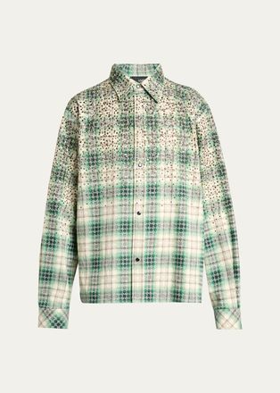 Amiri Mens MA Plaid Crystal Western Overshirt