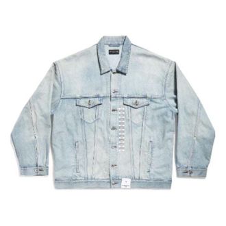 Balenciaga Denim Size Sticker Jacket Blue 767947TDW144016
