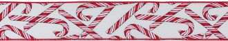 Melrose International Wired Candy Cane Ribbon (Set of 2) - White, Red