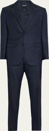 Ermenegildo Zegna Mens Tonal Stripe Wool Two-Piece Suit
