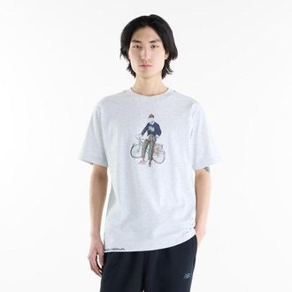 New Balance Uomo Varsity Bike T-Shirt in Grigio, Cotone, Taglia XL