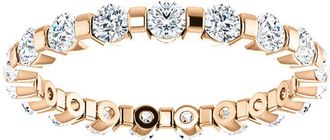 Pompeii3 1 Ct Diamond Bar Set Eternity Wedding Ring in 14k Rose Gold