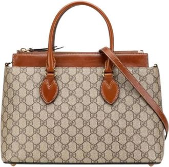 Gucci Pre-owned Handbags, female, Beige, Size: ONE SIZE Pre-owned Vintage Leather Handbag