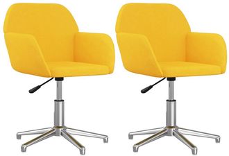 vidaXL Vidaxl - Sillas De Comedor Giratorias 2 Unidades Tela Amarillo Mostaza