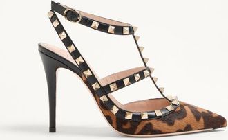Valentino Garavani Rockstud Pumps With Straps In Pony-Effect Calfskin 100Mm Wo