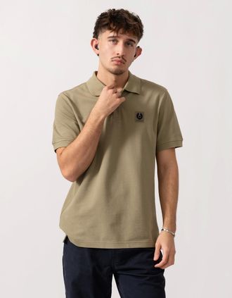 Belstaff Mens Belstaff Short Sleeved Mens Polo - Fatigue Green - Tan - Size: 44