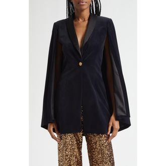 Alice & Olivia Esther Shawl Collar Velvet Jacket in Black at Nordstrom, Size 12