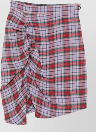 Vivienne Westwood linen tartan wrap asymmetric midi skirt