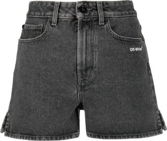 Off-white Dames, Korte broeken, Grijs, Maat: W27 Denim