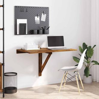 Berkfield Home Durable Folding Wall Table Smoked Oak 100x60x56 cm Engineered Wood in Brown | Size: 100 x 60 x 56 cm