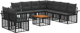 vidaXL Conjunto De Sof&aacute;s De Exterior 10 Uds. Negro Y Gris Oscuro Vidaxl