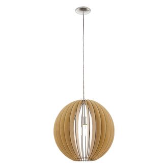 Loops Pendant Ceiling Light Colour Satin Nickel Shade Maple Wood Medium Bulb E27 1x60W in Metallics