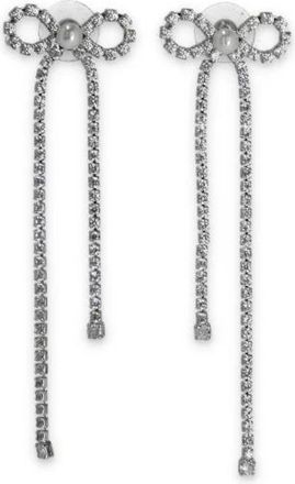 Self Portrait Earrings, female, Gray, Size: ONE SIZE Crystal Droplet Bow Earrings