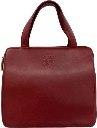 Loewe Red Color Wine Leather Handbag Tote Bag (Pre-Owned)