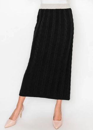 YAL New York Cable Knit Maxi Skirt in Black