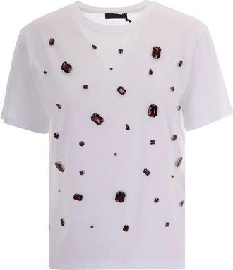 Liu Jo T-shirt met ronde hals - Dames - T-shirts - Wit - XS - Katoen - Tops