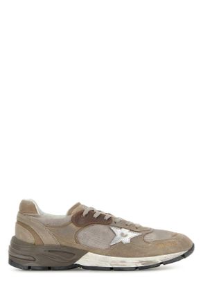 Golden Goose Deluxe Brand Dove Grey Mesh And Suede Dad New Sneakers