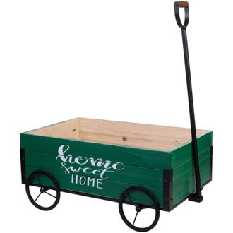 Wanderlust Deco Wanderlust Deco - Carretilla De Madera Y Metal Con Mango De Arrastre 63x39,5x72h Cm