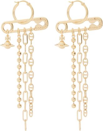Vivienne Westwood Ginetta Safety-pin Drop Earrings - Gold - One Size