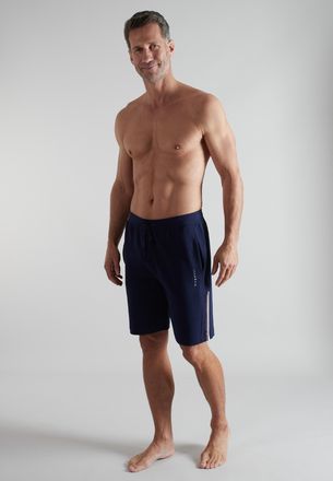 Bugatti Bermudas BUGATTI, Herren, Gr. 48, N-Gr, blau, dunkel, uni, Interlock, Obermaterial: 100% Baumwolle, bequem kurz, Hosen Bermudas, kurz, mit Logo, basic