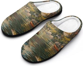 Generic Bear Fishing Boat Hunting Mens Slippers Comfortable And Non-slip Cotton Slipper Shoe for House