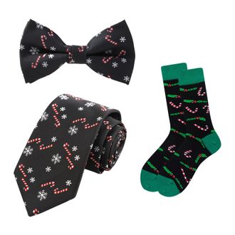 Alizeal Mens Novelty Necktie Bow Tie and Socks Set Perfect for Christmas Tie Set, 076-011