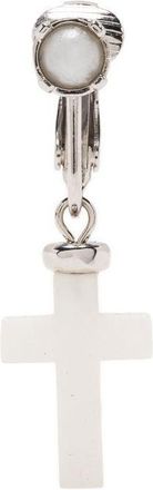 Dsquared2 cross pendant crystal-embellished earring - men - Brass/Tin/Crystal - One Size - White