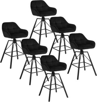Woltu Woltu 6x Taburetes De Bar De Terciopelo Y Cuero Patas De Metal Con Reposabrazos Y Respaldo Taburetes De Cocina Giratorios Para Desayuno Silla Nueva Ne