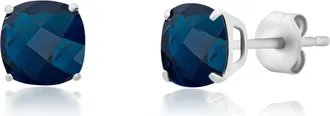 MAX + STONE 14k Yellow or White Gold 6MM Cushion Cut Gemstone Solitaire Gemstone Studs