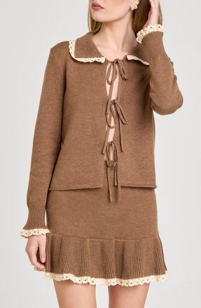 Wayf Ginger Tie Cardigan in Mocha at Nordstrom, Size X-Small