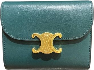 Celine Green Leather Wallet (Tri-Fold) (Pre-Owned)