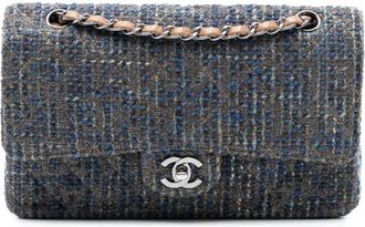 Chanel Borsa a spalla Classic Double Flap media in tweed 2004-2005 - Blu