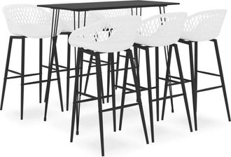 vidaXL 7 Piece Bar Set Black and White Vidaxl