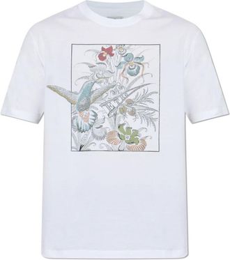 Etro T-shirt met print - Heren - T-shirts - Wit - L - Katoen - Tops