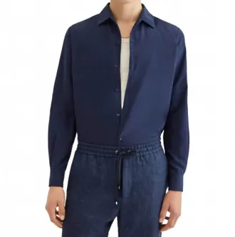 Agnona Garment Dyed Shirt In Navy