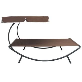 Berkfield Home Outdoor Lounge Bed with Canopy Brown