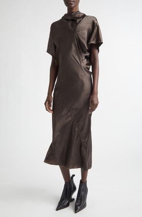 Rick Owens Seb Satin Midi Dress in Dark Dust at Nordstrom, Size 4 Us