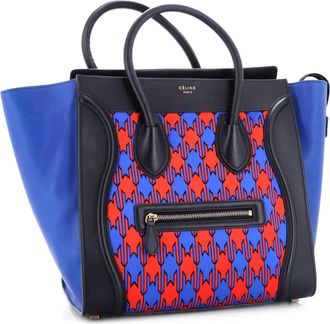 Celine Luggage Bag Printed Textile and Leather Mini satchel - Zwart