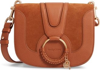 See By Chlo&eacute; Hana Suede & Leather Shoulder Bag in Caramello at Nordstrom