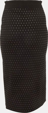 Sandro Black Rhinestone Embellished Synthetic Knit Pencil Skirt