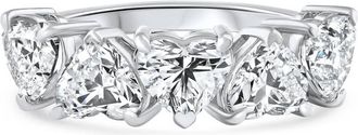 Pompeii3 3 3/4Ct Heart Shape Diamond Five Stone Wedding Ring 14k Gold Lab Grown
