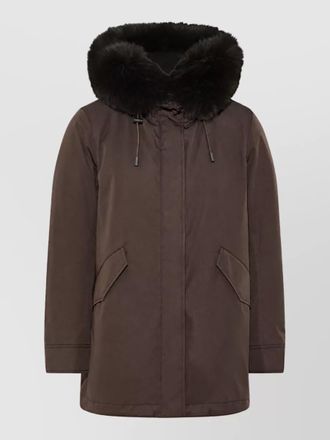 Yves Salomon cotton blend hooded parka jacket